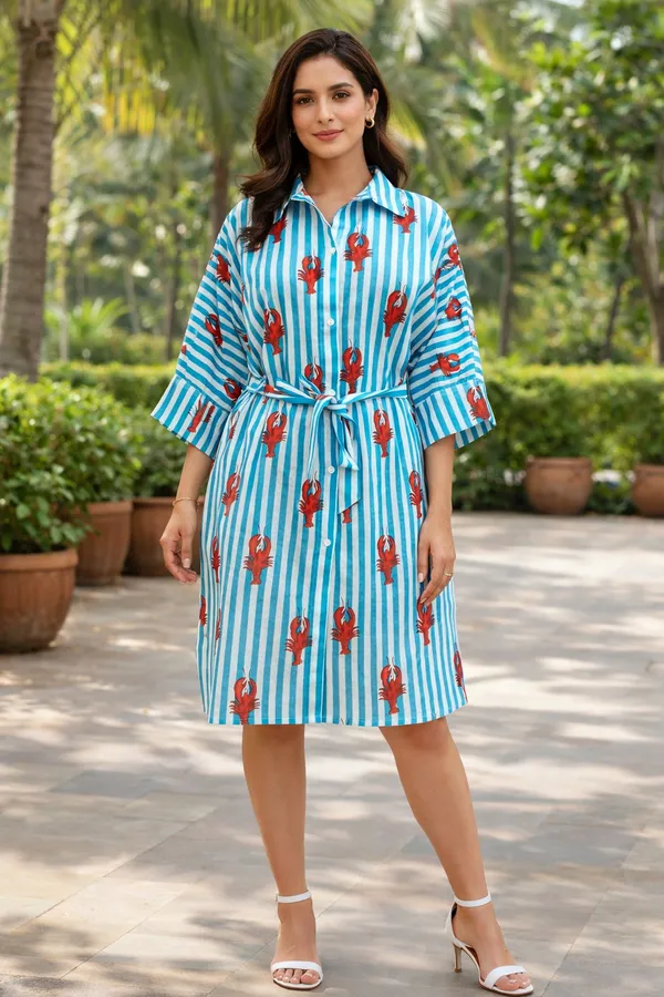 Blue_Striped_Printed_Shirt_Dress_For_Women