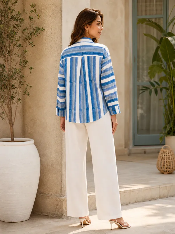 Blue_Striped_Relaxed_Fit_Shirt_For_Women