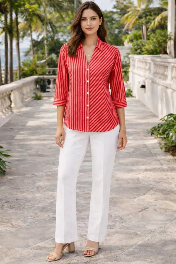 Red_Cotton_Relaxed_Fit_Striped_Shirt_For_Women