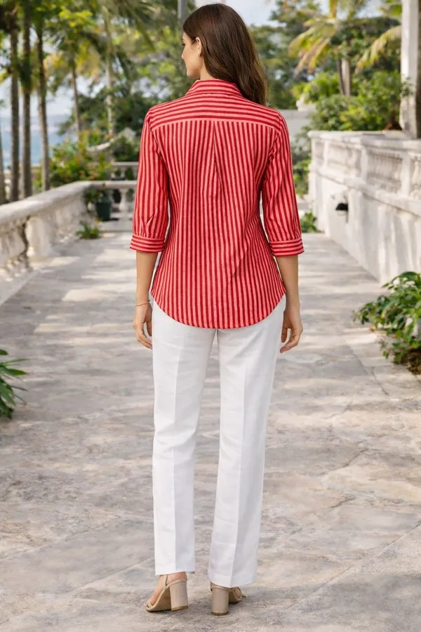 Red_Cotton_Relaxed_Fit_Striped_Shirt_For_Women