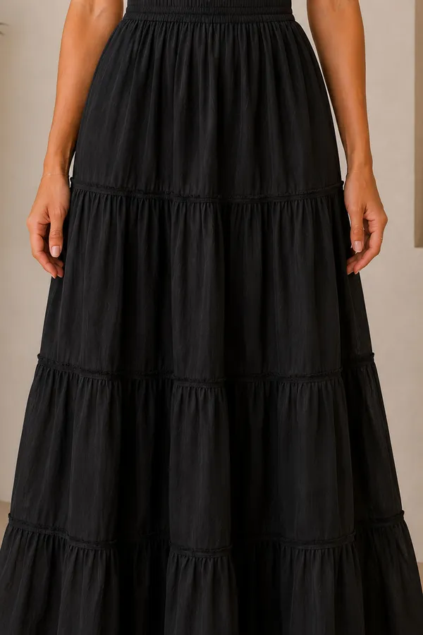 Black_Cotton_Tiered_Maxi_Skirt_For_Women