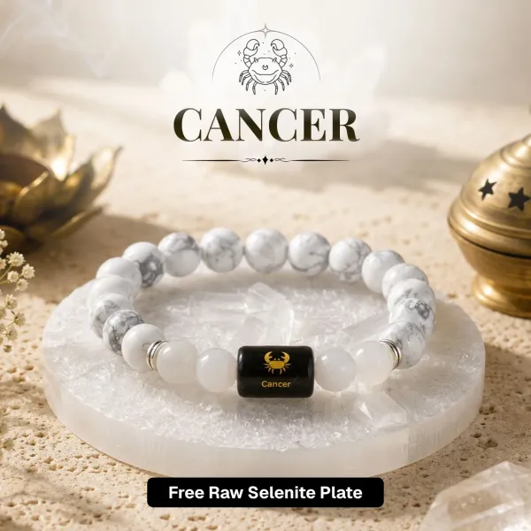 Howlite_&_Milky_Quartz_Zodiac_Band_for_Cancer_(कर्क_राशि)