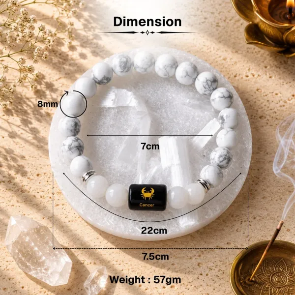Howlite_&_Milky_Quartz_Zodiac_Band_for_Cancer_(कर्क_राशि)