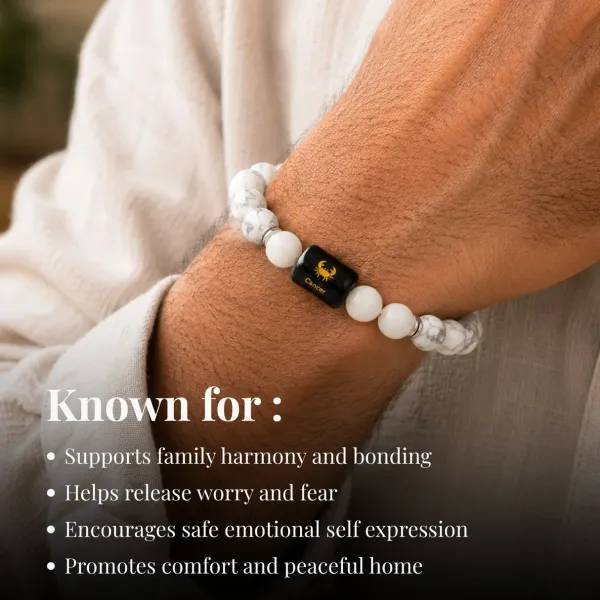 Howlite_&_Milky_Quartz_Zodiac_Band_for_Cancer_(कर्क_राशि)