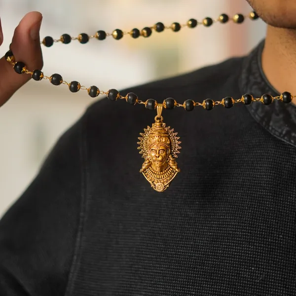 Bajrangbali_Karungali_Black_&_Gold_Tone_Pendant