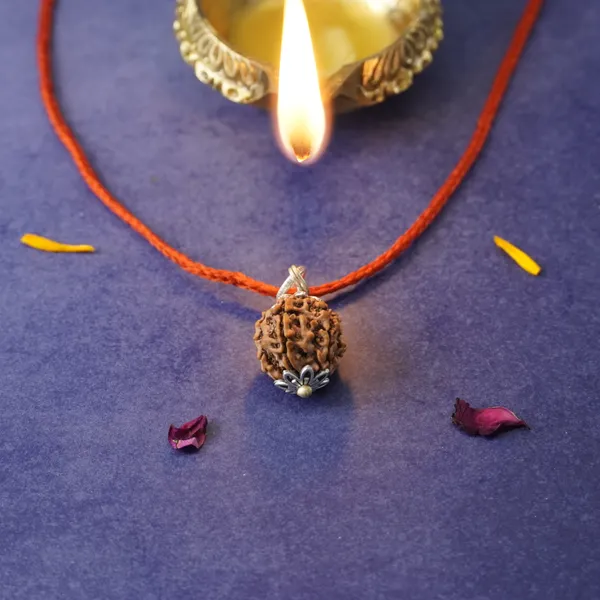 6_Mukhi_Rudraksha_Brown_Bead_Pendant_With_Red_Thread