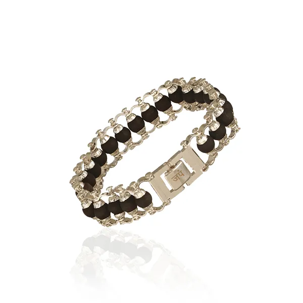 Karungali_Black_Beaded_Silver_Bracelet_for_Men