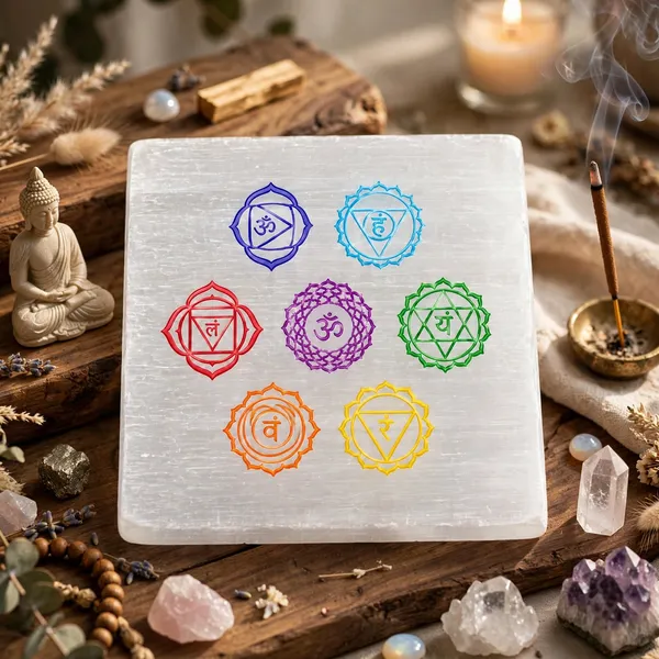 Selenite_Charging_Plate_Round_with_Om_Lotus_7_Chakra_Design,_Natural_Crystal_Cleansing_Plate_for_Reiki_&_Puja