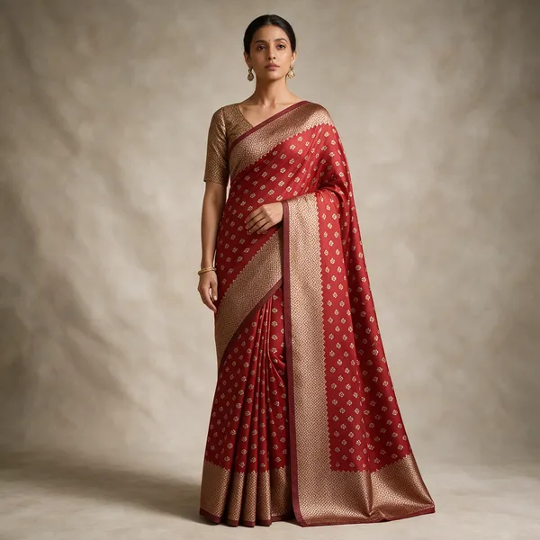 Red_Satin_Silk_Printed_Ethnic_Saree_With_Blouse_For_Women