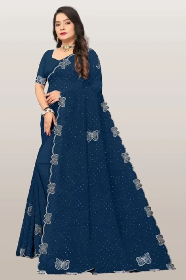Morpich_Georgette_Butterfly_Motif_Saree_With_Blouse_Piece_For_Women