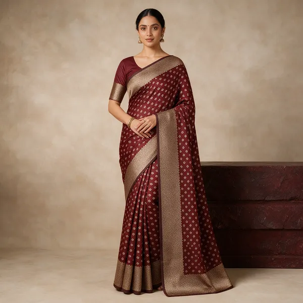Maroon_Satin_Silk_Printed_Saree_With_Blouse_Piece_For_Women