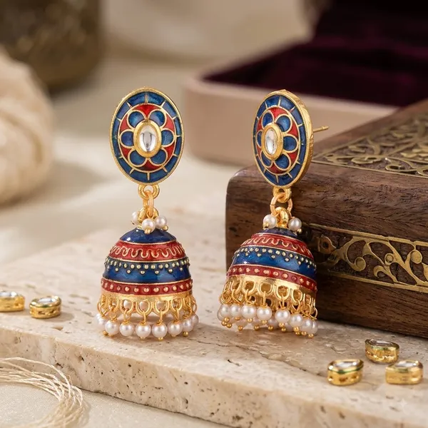 Prizetaa_Blue_And_Red_Meenakari_With_Pearl_Dangler_Earrings