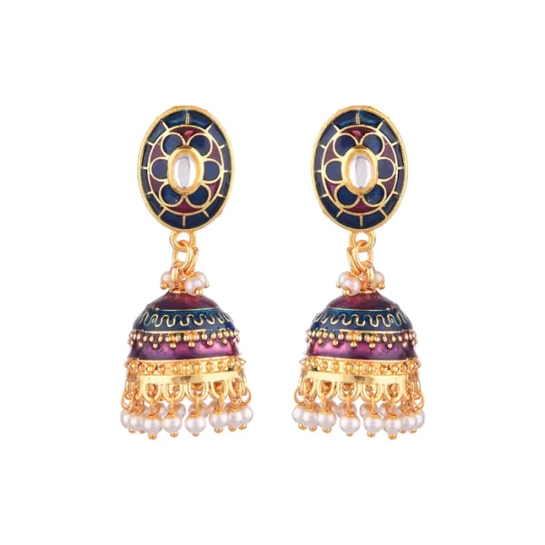 Prizetaa_Blue_And_Purple_Meenakari_With_Pearl_Dangler_Earrings