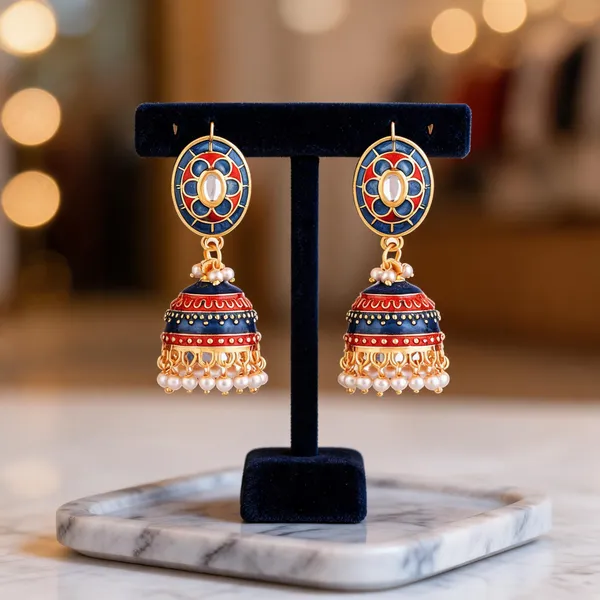 Prizetaa_Blue_And_Red_Meenakari_With_Pearl_Dangler_Earrings