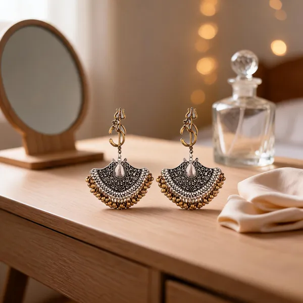 Prizetaa_Om_Two_Tone_Oxidise_Dangler_Earrings