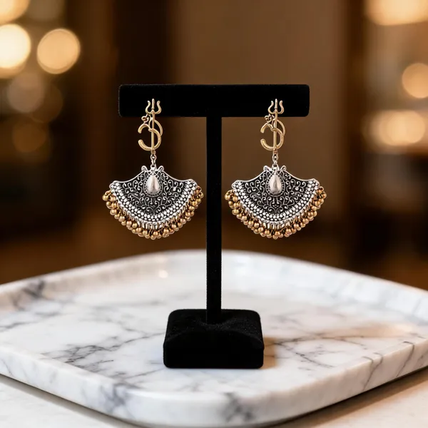 Prizetaa_Om_Two_Tone_Oxidise_Dangler_Earrings