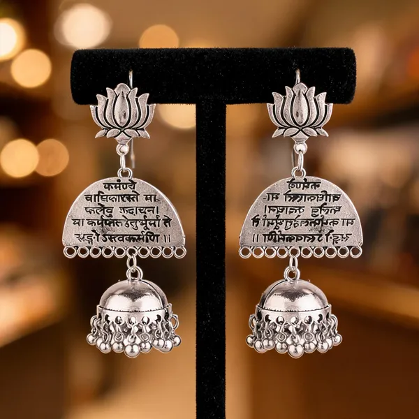 Prizetaa_Bohemian_Silver_Lotus_Jhumki_Earrings