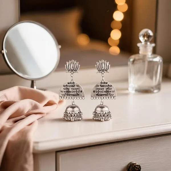 Prizetaa_Bohemian_Silver_Lotus_Jhumki_Earrings