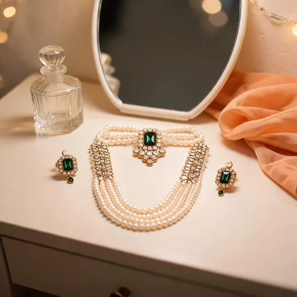Prizetaa_Green_And_White_Pearl_Ethnic_Gold_Plated_Necklace_Set