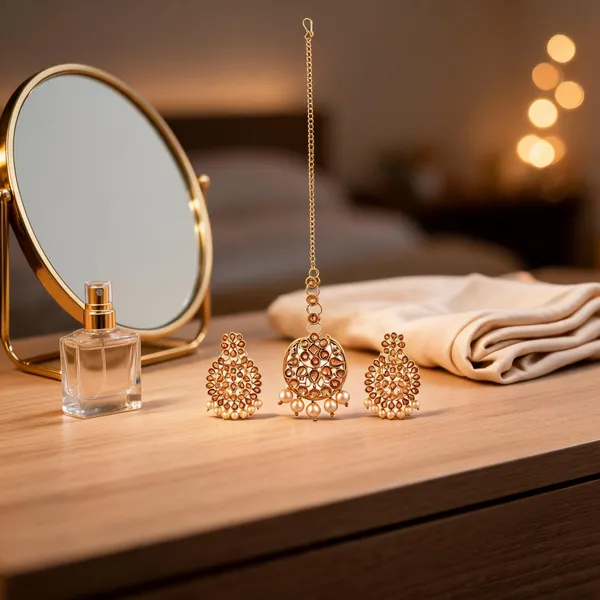 Prizetaa_Lcd_Stone_Brown_And_Golden_Pearl_Chandbali_Earrings_With_Maangtikka_Set