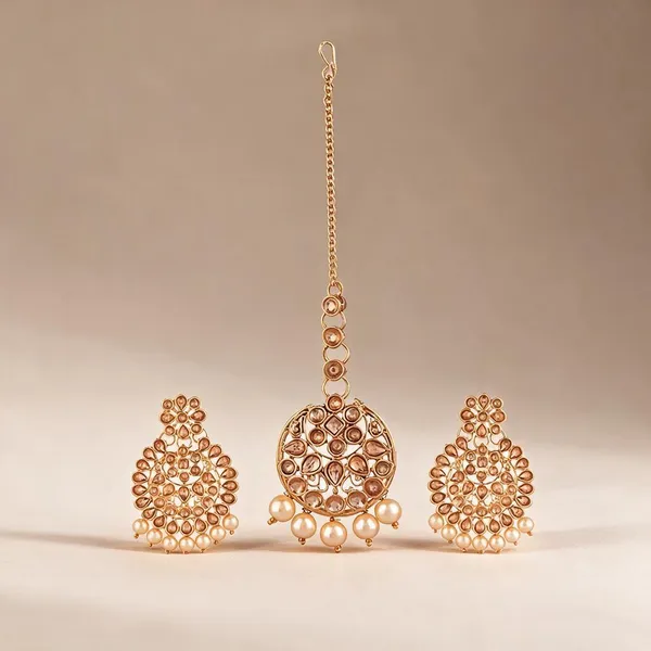 Prizetaa_Lcd_Stone_Brown_And_Golden_Pearl_Chandbali_Earrings_With_Maangtikka_Set