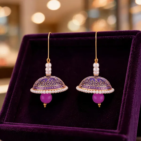 Prizetaa_Purple_Meenakari_With_Pearl_Drop_Hoop_Earrings