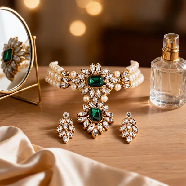 Prizetaa_Green_And_White_Pearl_Ethnic_Gold_Plated_Choker_Necklace_Set