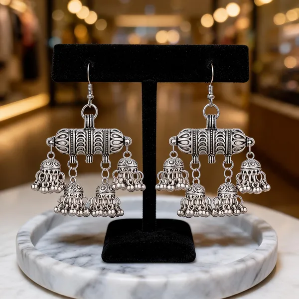 Prizetaa_Silver_Colour_Jhummar_Hook_Earrings