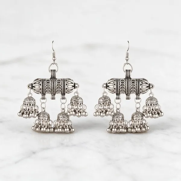 Prizetaa_Silver_Colour_Jhummar_Hook_Earrings