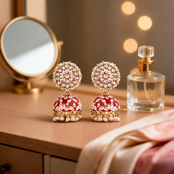 Prizetaa_Red_Meenakari_With_Pearl_Jhumki_Earrings