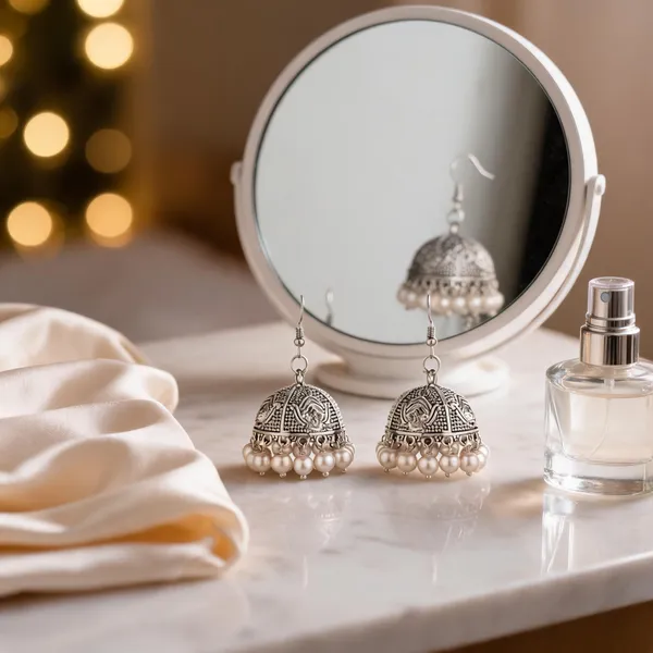 Prizetaa_Silver_And_White_Pearl_Hook_Jhumki_Earrings