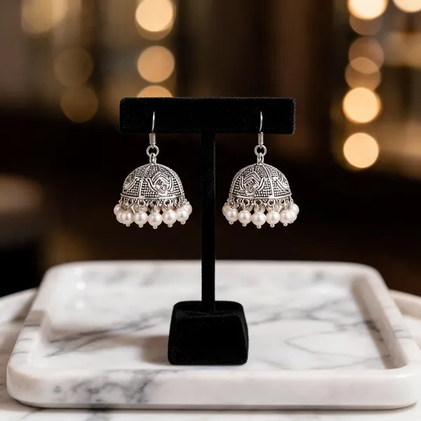 Prizetaa_Silver_And_White_Pearl_Hook_Jhumki_Earrings