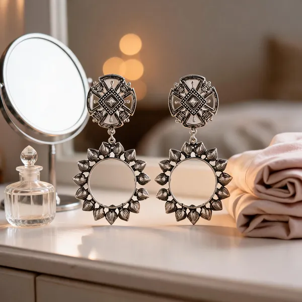 Prizetaa_Silver_Round_Flower_Dangler_Earrings
