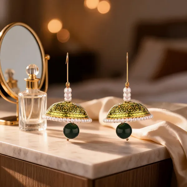 Prizetaa_Green_Meenakari_With_Pearl_Drop_Hoop_Earrings