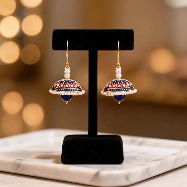 Prizetaa_Blue_Meenakari_With_Pearl_Drop_Hoop_Earrings