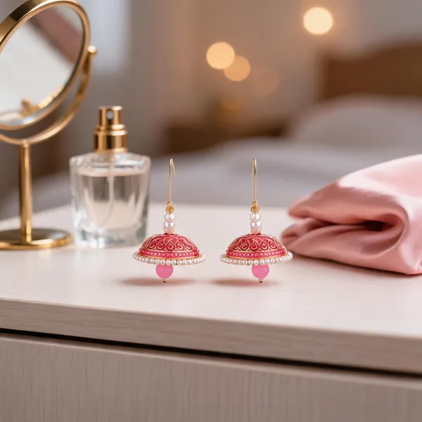 Prizetaa_Pink_Meenakari_With_Pearl_Drop_Hoop_Earrings