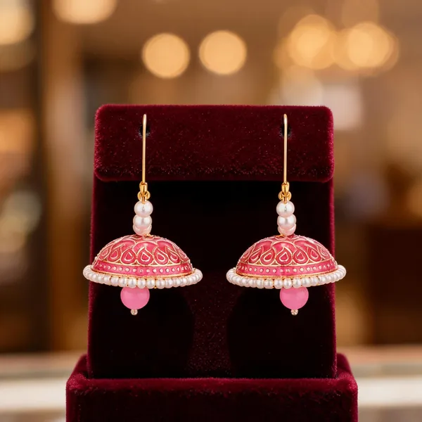 Prizetaa_Pink_Meenakari_With_Pearl_Drop_Hoop_Earrings