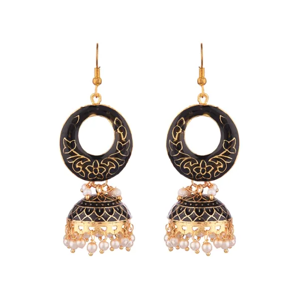Prizetaa_Black_Meenakari_With_Pearl_Circle_With_Earrings