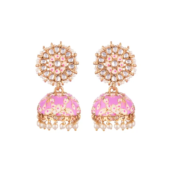 Prizetaa_Pink_Meenakari_With_Pearl_Jhumki_Earrings