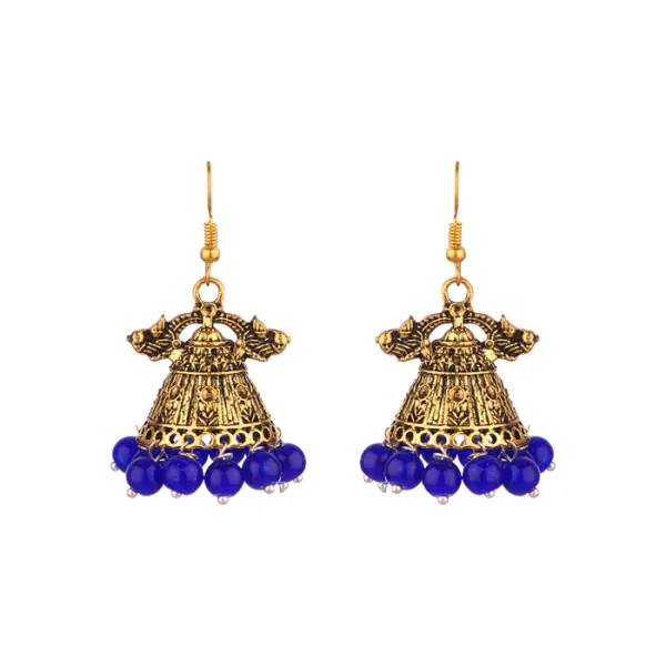 Prizetaa_Blue_And_Golden_Jhumki_Earrings