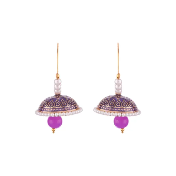 Prizetaa_Purple_Meenakari_With_Pearl_Drop_Hoop_Earrings