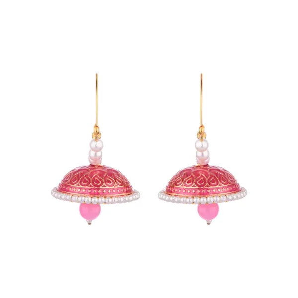 Prizetaa_Pink_Meenakari_With_Pearl_Drop_Hoop_Earrings