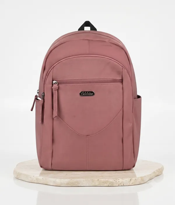 Peach_Pu_Satin_Laptop_Backpack_For_Women