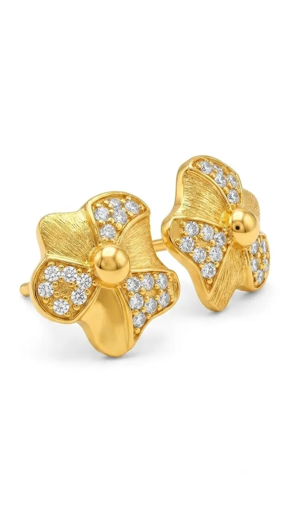 Gold_Plated_Cubic_Zirconia_Floral_Stud_Earrings