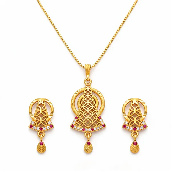 Brass_Pendant_Necklace_Set_With_Earrings