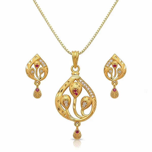 Brass_Pendant_Necklace_Set_With_Earrings
