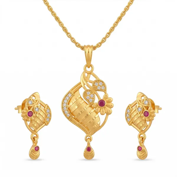 Brass_Pendant_Necklace_Set_With_Earrings