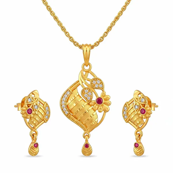 Brass_Pendant_Necklace_Set_With_Earrings