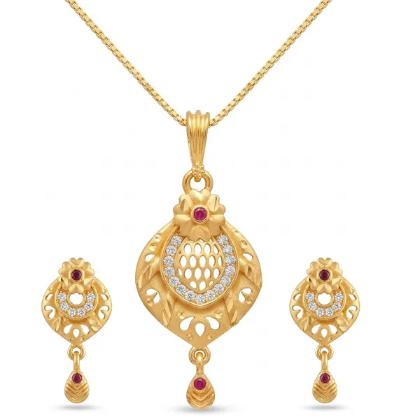 Brass_Pendant_Necklace_Set_With_Earrings