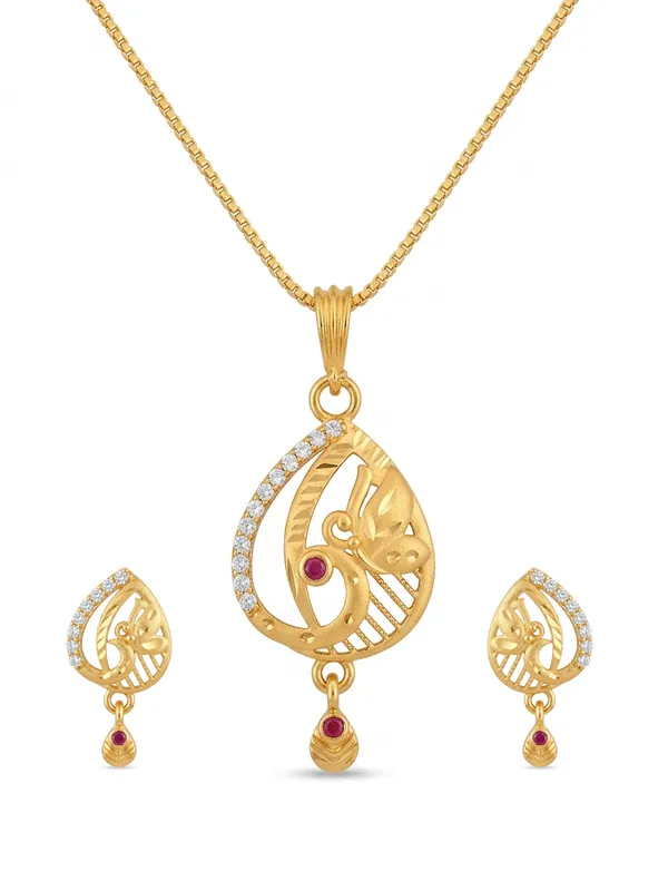 Brass_Pendant_Necklace_Set_With_Earrings